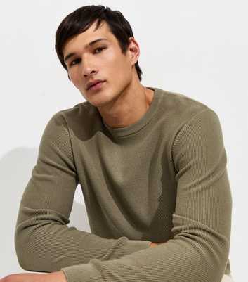 Light Khaki Regular Cotton Rich Crew Neck Jumper