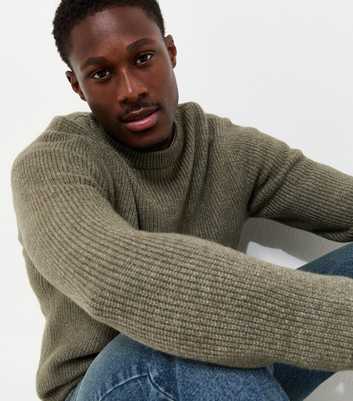 Light Khaki Regular Fit Long Sleeve Fisherman Crew Neck Jumper