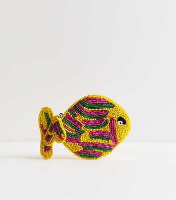 Yellow Beaded Fish Purse