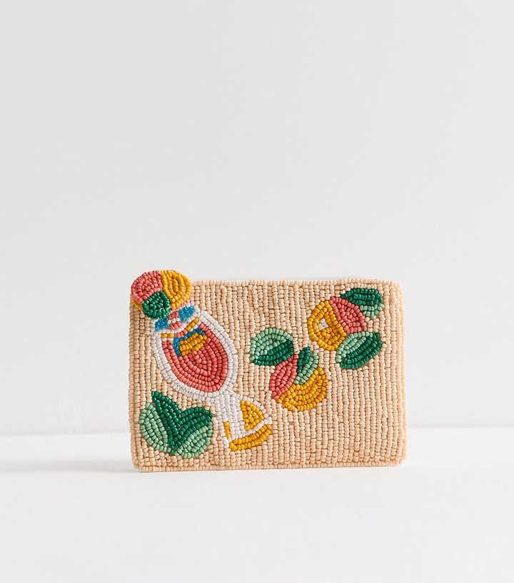 Orange Beaded Spritz Zip Purse