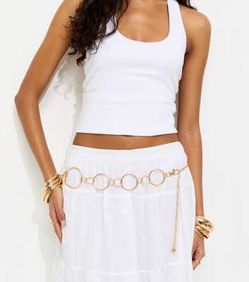 Gold Tone Linked Ring Chain Belt