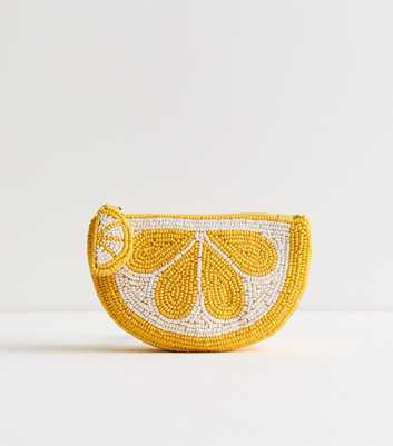 Yellow Beaded Lemon Shaped Purse