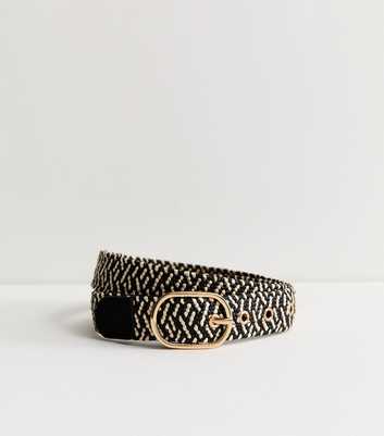 Black Woven Raffia Belt