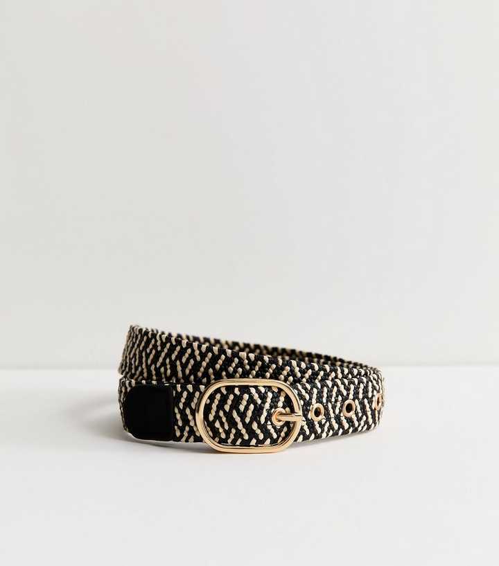 Black Woven Raffia Belt
