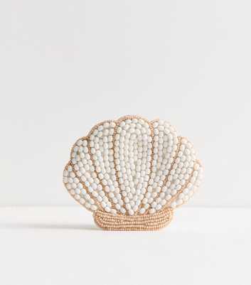Cream Beaded Shell Purse