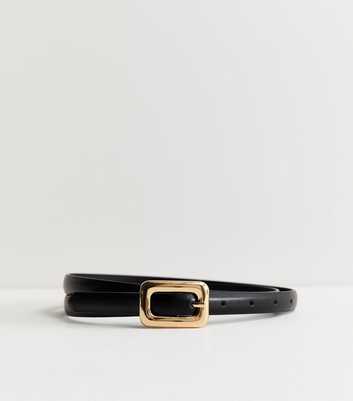 Black Faux Leather Square Buckle Belt