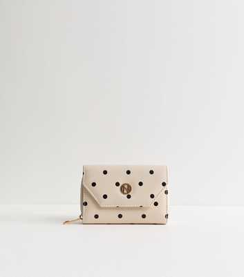 Cream Polka Dot Logo Charm Purse