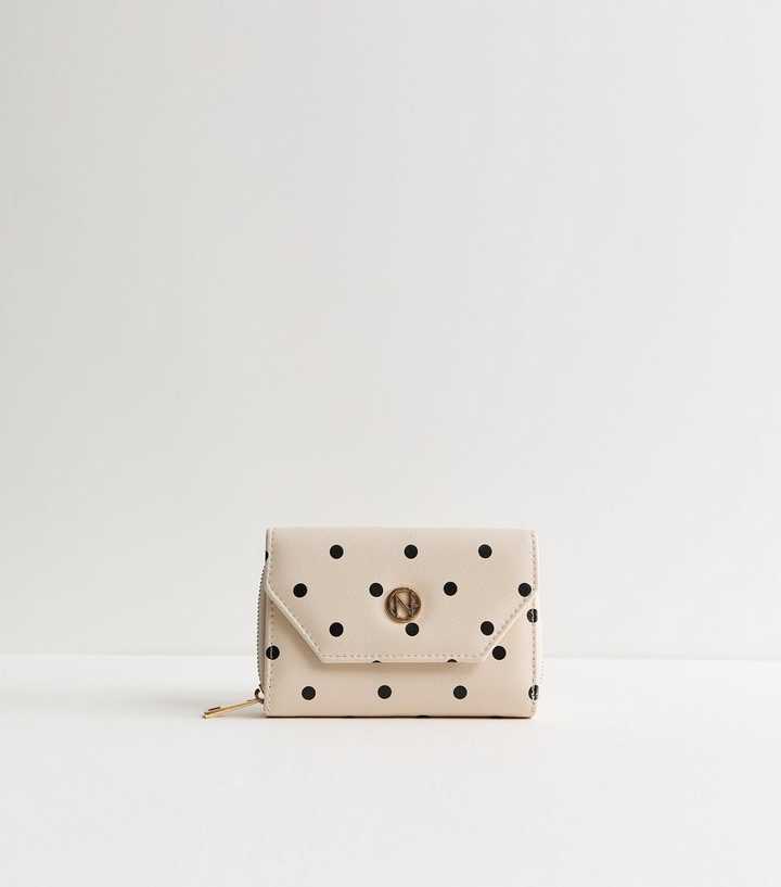 Cream Polka Dot Logo Charm Purse