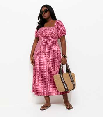 Curves Red Gingham Milkmaid Midi Dress