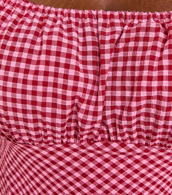 Curves Red Gingham Milkmaid Midi Dress | New Look