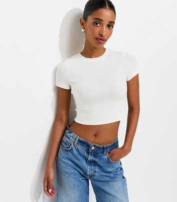 Off White Modal Baby Tee Cropped T-Shirt