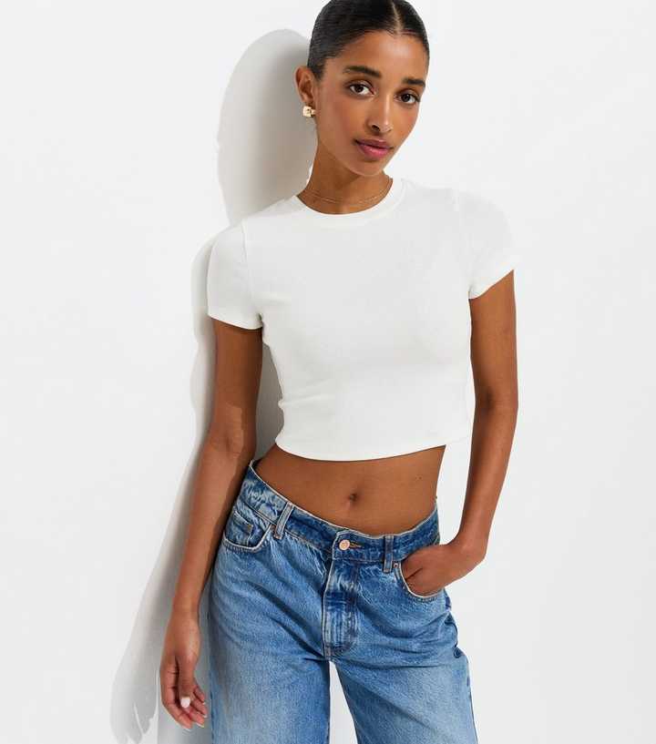 Off White Modal Baby Tee Cropped T-Shirt