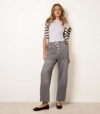 Blue Vanilla Light Grey Seam Detail Wide Leg Jeans