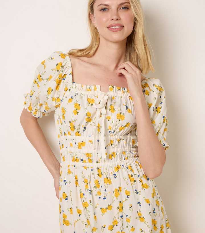blue vanilla yellow dress Shirred Empire Bust Dress main image 0