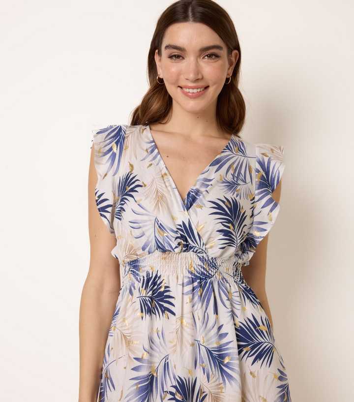 Blue Vanilla Navy Palm Leaf Print Mini Dress | New Look Blue Vanilla Navy Palm Leaf Print Mini Dress | New Look