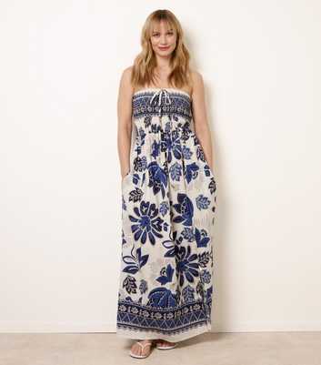 Blue Vanilla Navy Floral Print Bandeau Maxi Dress