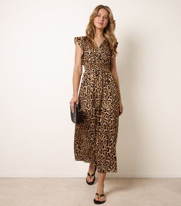 Blue Vanilla Brown Leopard Print Midi Dress | New Look