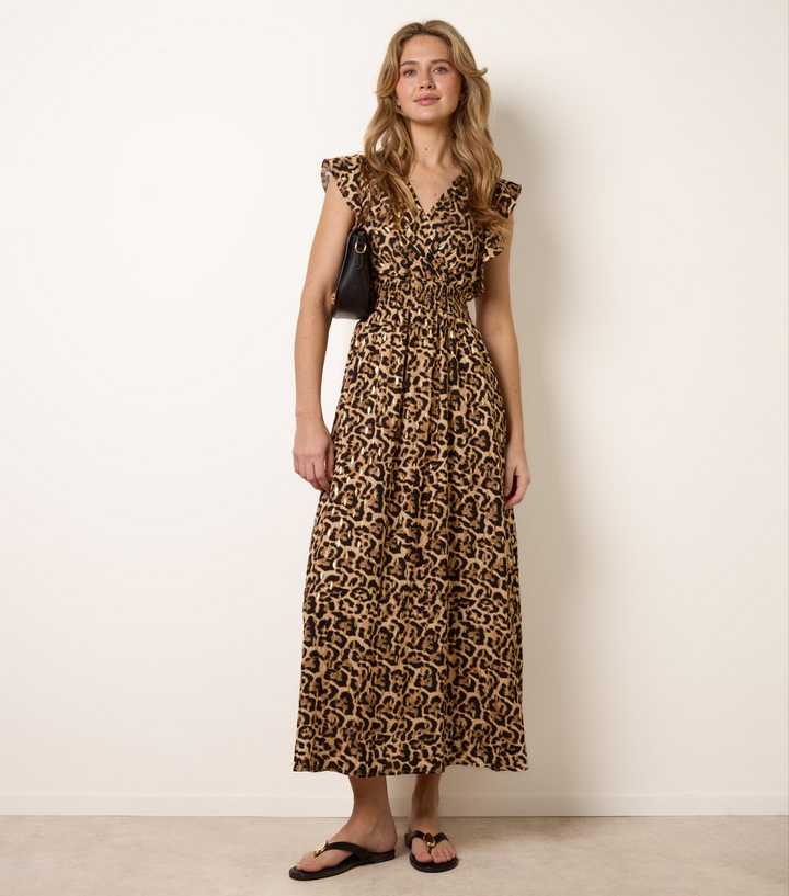 Blue Vanilla Brown Leopard Print Midi Dress | New Look