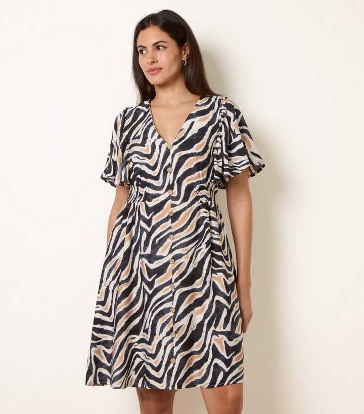 Blue Vanilla Black Abstract Print Mini Dress