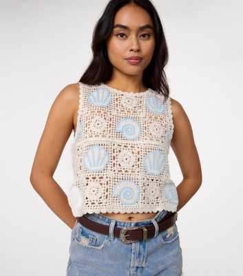 Pink Vanilla Stone Seashell Crochet Crop Top