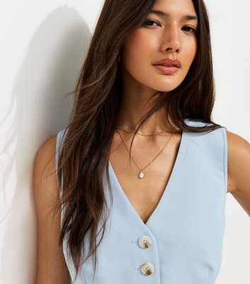 Light Blue Short Tie Back Waistcoat