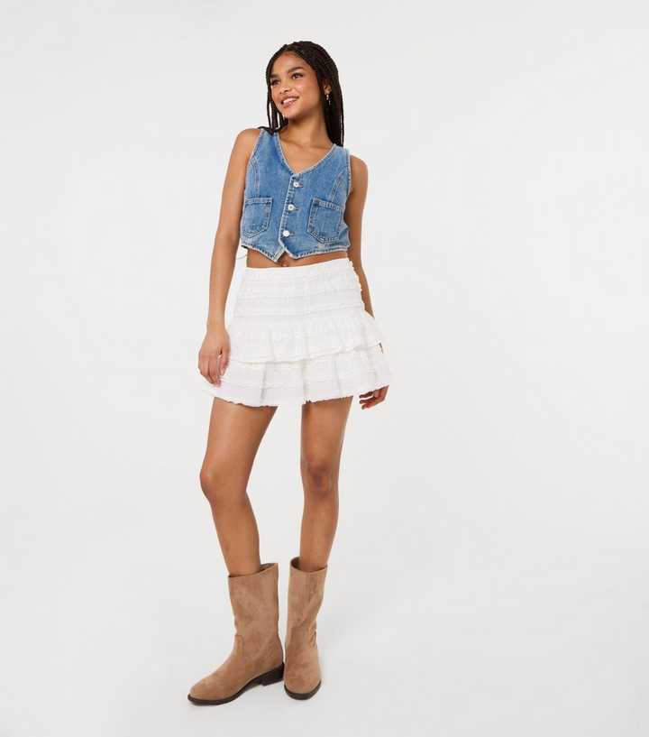 Pink Vanilla White Frill Rara Mini Skirt 
