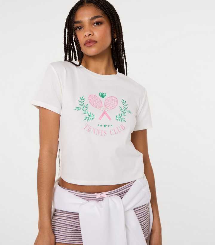 Pink Vanilla White Tennis Club T-Shirt