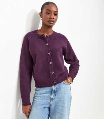 Bright Purple Knitted Meet The Jean Raglan Cardigan