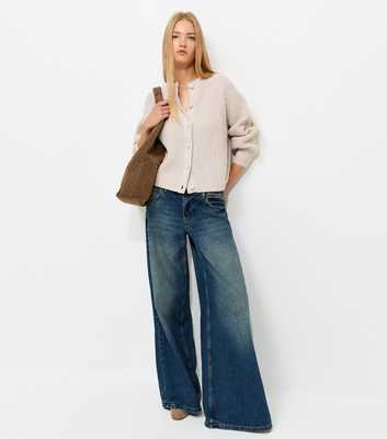 Oatmeal Rib Raglan Crew Neck Cardigan