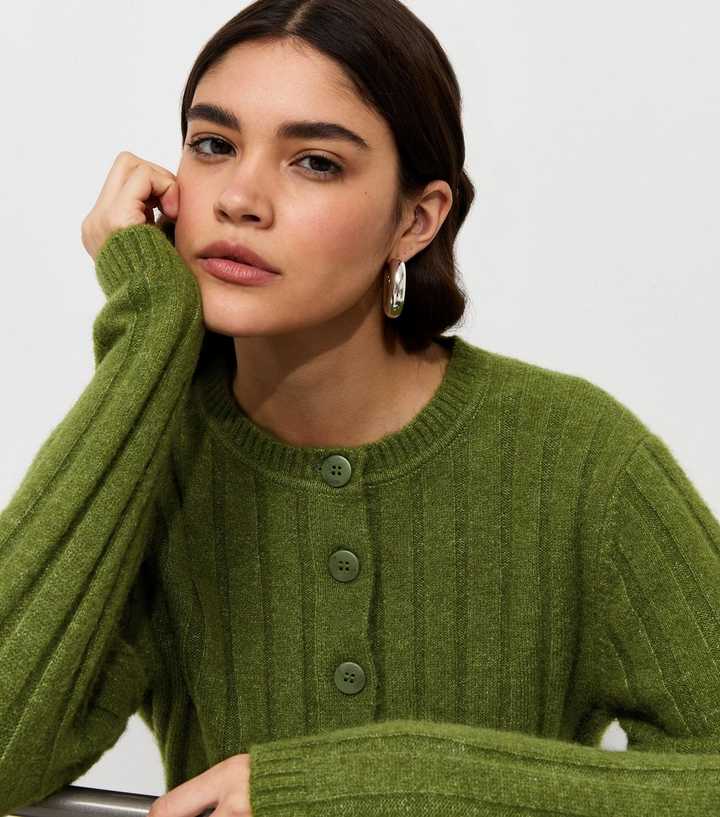 Bright Green Wide Rib Cardigan