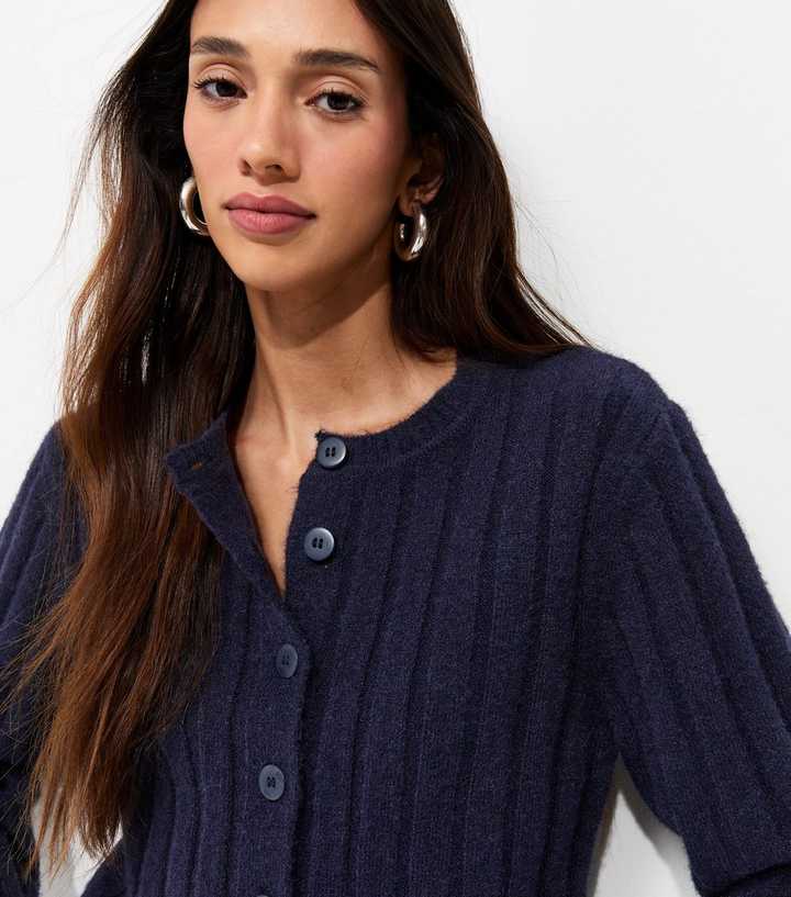 Navy Wide Rib Cardigan