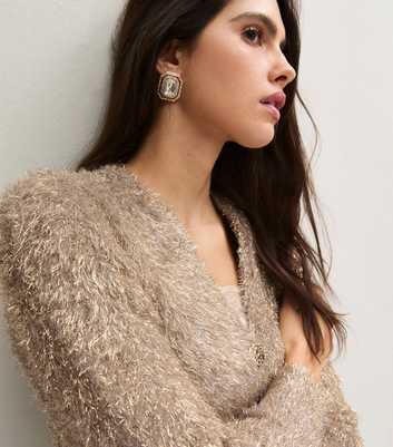 Gold Sparkle Yarn Single Button Cardigan