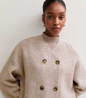 Light Mink Double Breasted Wrap Front Cardigan