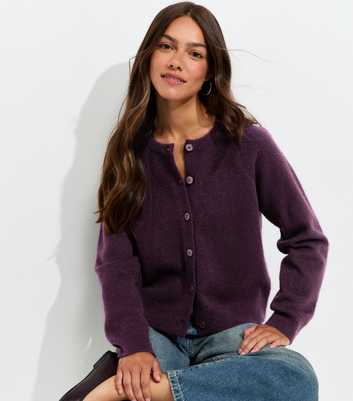 Petite Bright Purple Brushed Knit Raglan Meet The Jean Cardigan