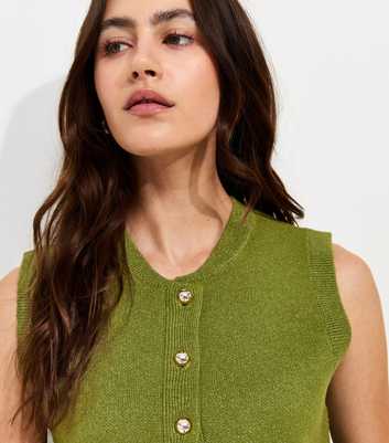 Bright Green Midweight Knit Dome Button Waistcoat