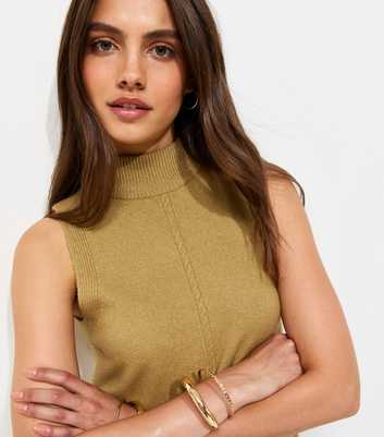 Light Green Knitted High Neck Tabard Vest