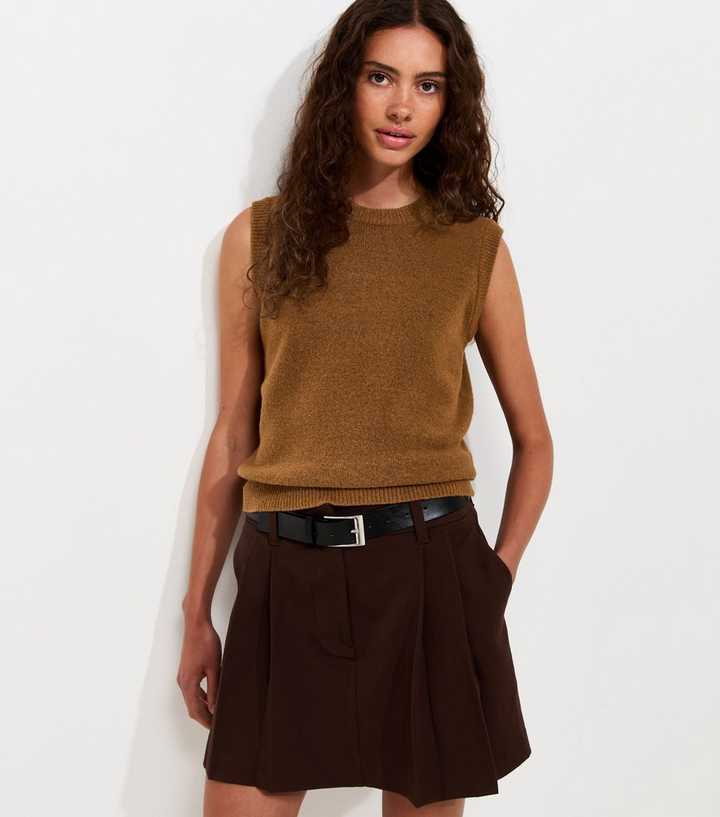 Tan Midweight Knit Tabard Vest