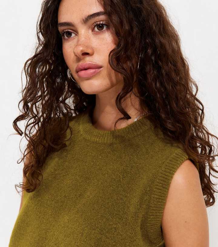 Light Khaki Midweight Knit Tabard Vest