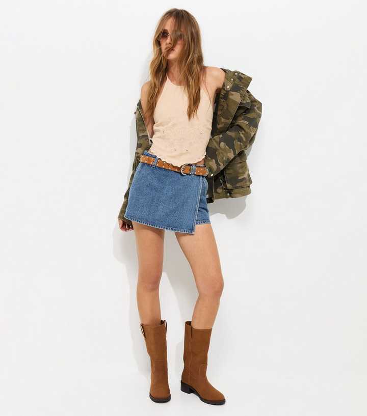 Blue Denim Wrap Skort