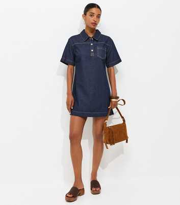 Indigo Wash Denim Short Sleeve Tunic Dress