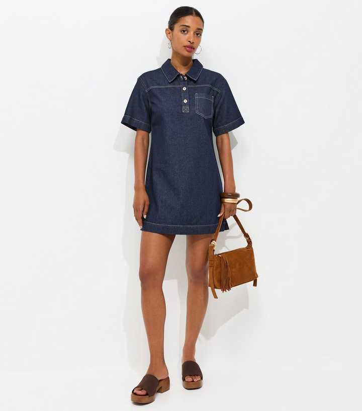 Indigo Wash Denim Short Sleeve Tunic Dress