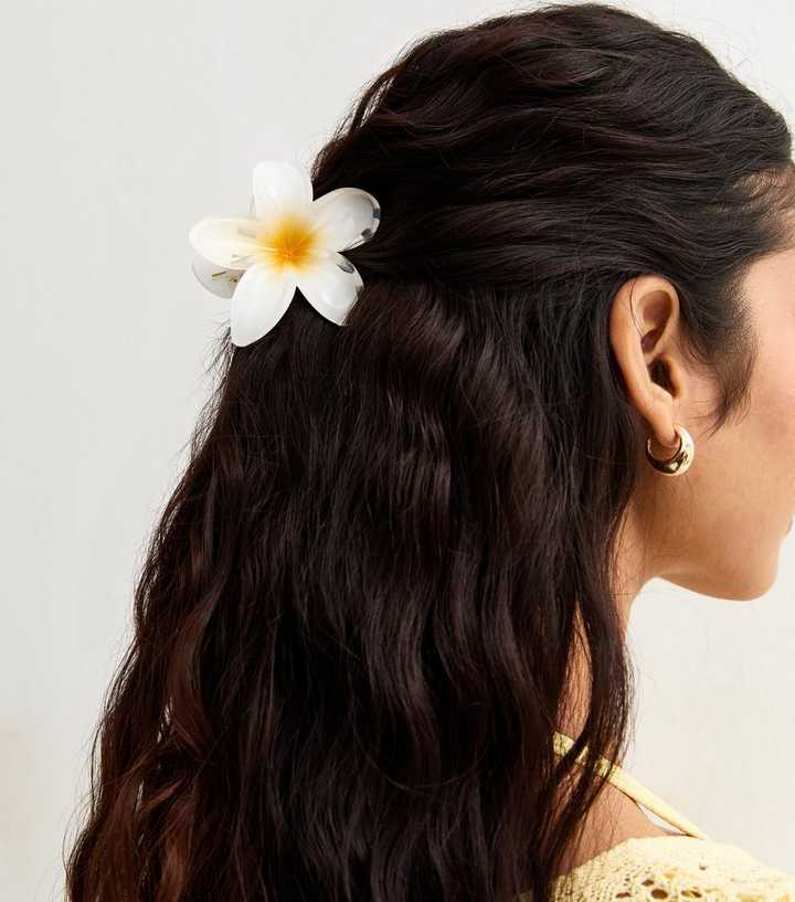 White Tropical Flower Hair Clip