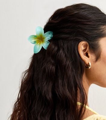 Blue Tropical Flower Hair Clip