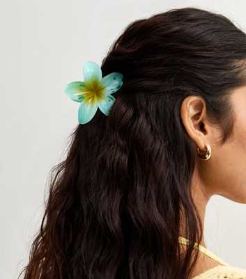 Blue Tropical Flower Hair Clip