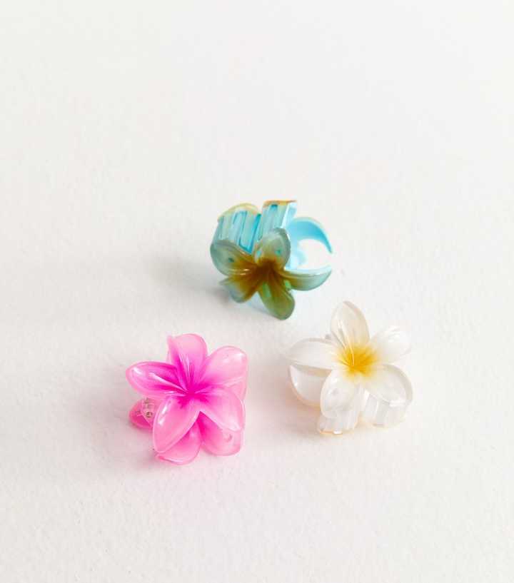 Pack of 3 Mini Multicolour Tropical Flower Hair Claw Clips