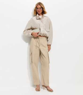 Stone Barrel Leg Utility Cargo Trousers