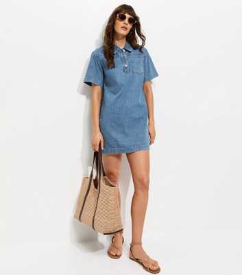 Tall Blue Denim Short Sleeve Tunic Dress