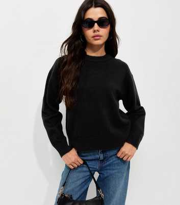 Black Midweight Crew Neck Jumper