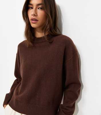 Brown Midweight Crew Neck Jumper