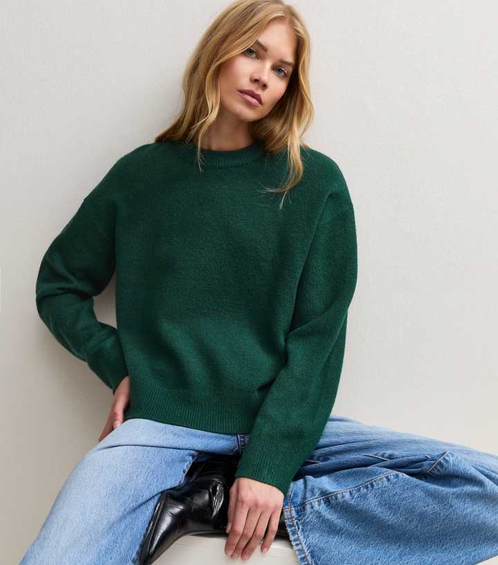 Dark Green Midweight Crew Neck Jumper